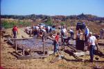 The cabin foundation and floor under construction in 1954